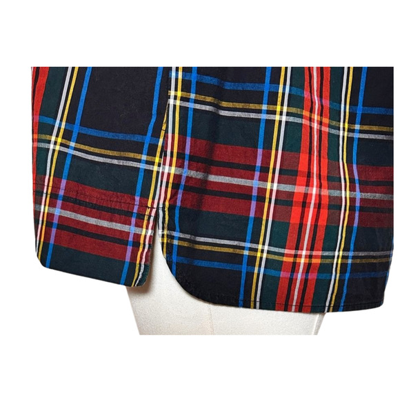 J.Crew Women's Black Red Tartan Plaid Rhinestone Shoulder Detail Size 8P Holiday - Picture 5 of 10